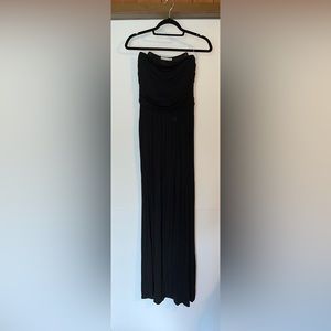 Black Strapless Maxi Dress with Pockets